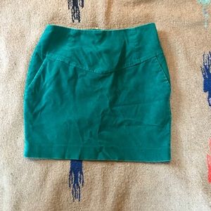 Teal velvet mini skirt